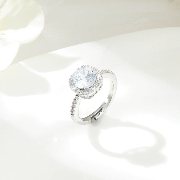 Wholesale Women's Elegant Geometric Gas Inlaid Zircon Diamond Ring Copper Electroplated 18K Real Gold