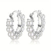 Wholesale Women's Elegant Geometric Imitation Pearl Copper Electroplated Earrings