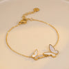 Wholesale Women's Elegant Geometric Love Heart Butterfly Pendant Bracelet In Stainless Steel With 18K Gold Electroplating