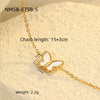 Wholesale Women's Elegant Geometric Love Heart Butterfly Pendant Bracelet In Stainless Steel With 18K Gold Electroplating