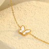 Wholesale Women's Elegant Geometric Love Heart Butterfly Pendant Bracelet In Stainless Steel With 18K Gold Electroplating