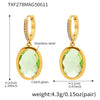 Wholesale Women's Elegant Geometric Multifaceted Oval Czech Glass And 316L Stainless Steel Electroplated Earrings