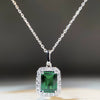 Wholesale Women's Elegant Geometric Rectangle 925 Sterling Silver Emerald Zircon Pendant Necklace With Ochain And Electroplating Treatment