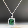 Wholesale Women's Elegant Geometric Rectangle 925 Sterling Silver Emerald Zircon Pendant Necklace With Ochain And Electroplating Treatment