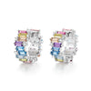 Wholesale Women's Elegant Geometric S925 Silver Inlaid Colored Zirconium Earrings