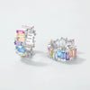 Wholesale Women's Elegant Geometric S925 Silver Inlaid Colored Zirconium Earrings