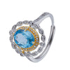 Wholesale Women's Elegant Geometric S925 Sterling Silver Ring Set With Natural Color Treasure Topaz And Crystal