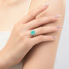 Wholesale Women's Elegant Geometric S925 Sterling Silver Ring With Imitation Para???¡ì?aba Tourmaline And Zircon Inlay