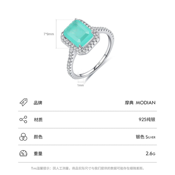 Wholesale Women's Elegant Geometric S925 Sterling Silver Ring With Imitation Para???¡ì?aba Tourmaline And Zircon Inlay