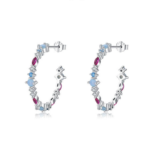 Wholesale Women's Elegant Geometric S925 Sterling Silver Zircon Earrings