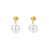 Wholesale Women's Elegant Geometric 925 Silver Pearl Earrings 18K Gold Plated Brushed
