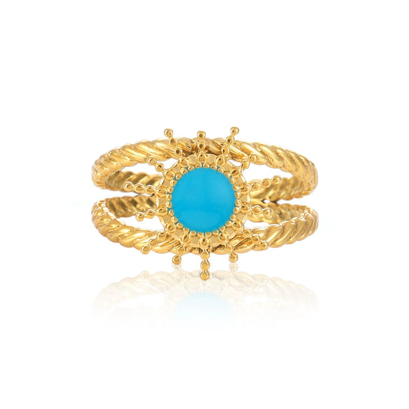 Wholesale Women's Elegant Geometric Stainless Steel Goldplated Ring