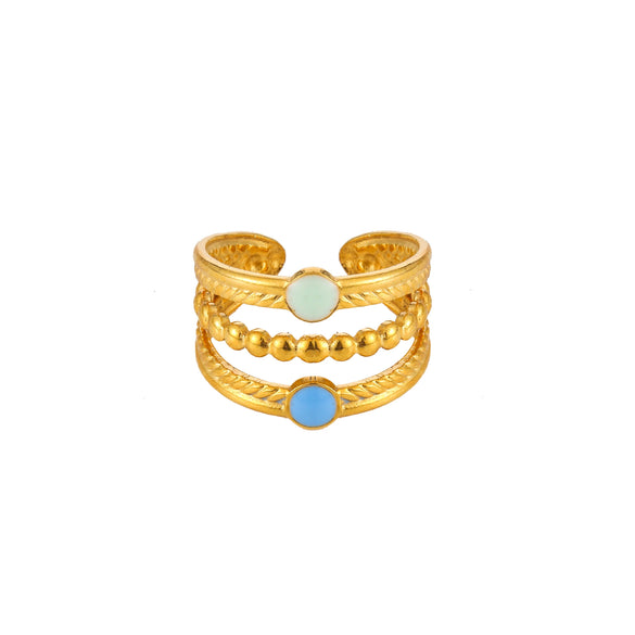 Wholesale Women's Elegant Geometric Stainless Steel Goldplated Ring