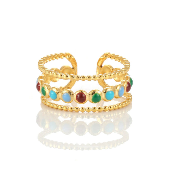 Wholesale Women's Elegant Geometric Stainless Steel Goldplated Ring