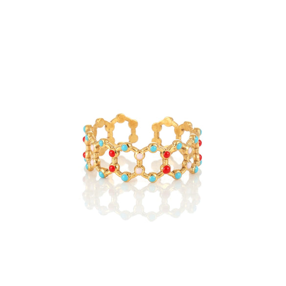 Wholesale Women's Elegant Geometric Stainless Steel Goldplated Ring