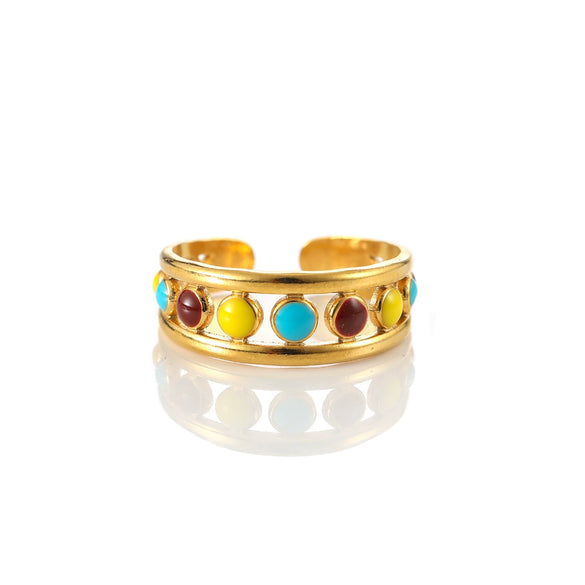Wholesale Women's Elegant Geometric Stainless Steel Goldplated Ring