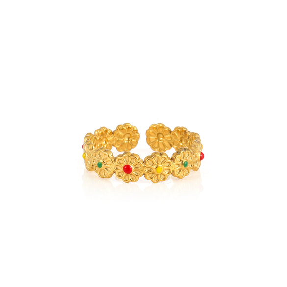 Wholesale Women's Elegant Geometric Stainless Steel Goldplated Ring