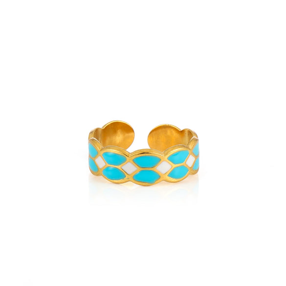 Wholesale Women's Elegant Geometric Stainless Steel Goldplated Ring