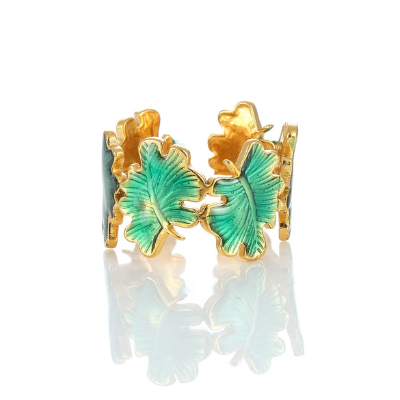 Wholesale Women's Elegant Geometric Stainless Steel Goldplated Ring