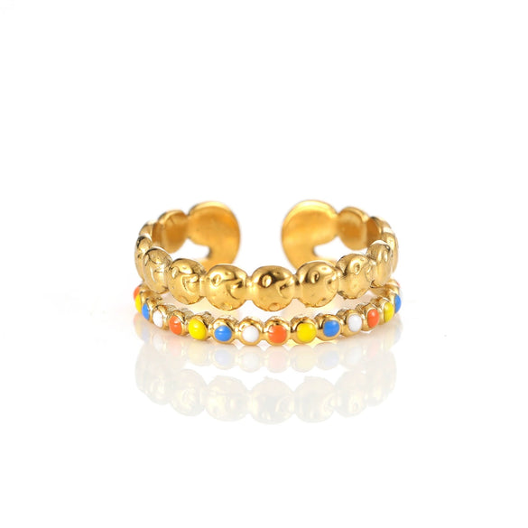 Wholesale Women's Elegant Geometric Stainless Steel Goldplated Ring