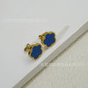 Wholesale Women's Elegant Geometric Titanium Steel Electroplated Five Leaf Flower Earrings