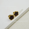 Wholesale Women's Elegant Geometric Titanium Steel Electroplated Five Leaf Flower Earrings
