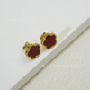 Wholesale Women's Elegant Geometric Titanium Steel Electroplated Five Leaf Flower Earrings