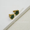 Wholesale Women's Elegant Geometric Titanium Steel Electroplated Five Leaf Flower Earrings