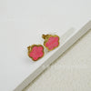 Wholesale Women's Elegant Geometric Titanium Steel Electroplated Five Leaf Flower Earrings