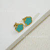 Wholesale Women's Elegant Geometric Titanium Steel Electroplated Five Leaf Flower Earrings