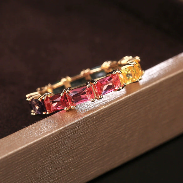 Wholesale Women's Elegant Geometric Zircon Copper Ring Jewelry
