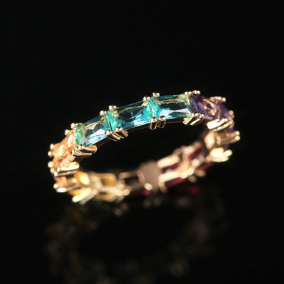 Wholesale Women's Elegant Geometric Zircon Copper Ring Jewelry