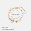 Wholesale Women's Elegant Goldplated Stainless Steel Butterfly Pearl Bracelet With Insect Pattern