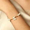 Wholesale Women's Elegant Goldplated Stainless Steel Butterfly Pearl Bracelet With Insect Pattern