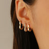 Wholesale Women's Elegant Light Luxury Copper Heartshaped Geometric Zircon Earrings 3Piece Set With Electroplating
