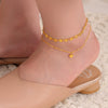 Wholesale Women's Elegant Light Luxury Titanium Steel 18K Gold Plated Anklet With Love And Geometric Pattern