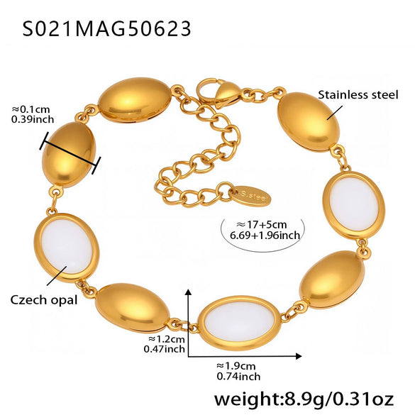 Wholesale Women's Elegant Luxury Stainless Steel And Crystal Glass Geometric Splicing Anklet Jewelry