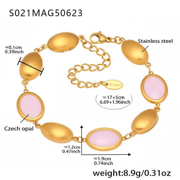 Wholesale Women's Elegant Luxury Stainless Steel And Crystal Glass Geometric Splicing Anklet Jewelry