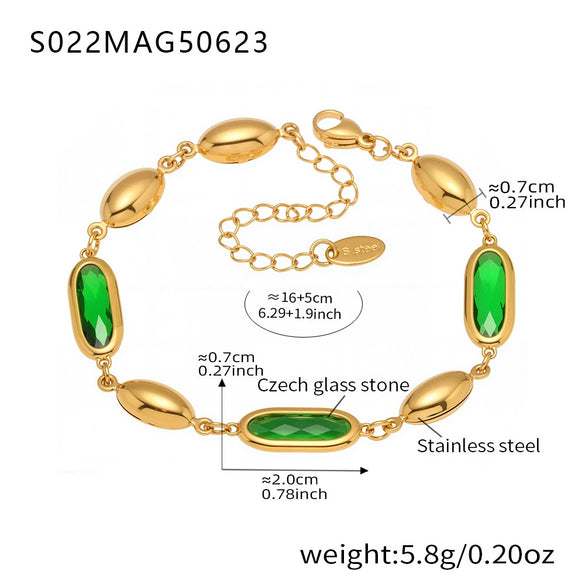 Wholesale Women's Elegant Luxury Stainless Steel And Crystal Glass Geometric Splicing Anklet Jewelry