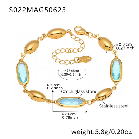 Wholesale Women's Elegant Luxury Stainless Steel And Crystal Glass Geometric Splicing Anklet Jewelry