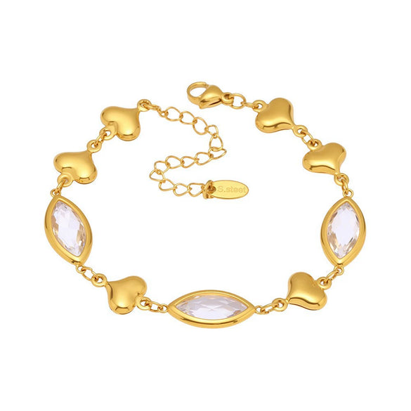Wholesale Women's Elegant Luxury Stainless Steel And Crystal Glass Geometric Splicing Anklet Jewelry