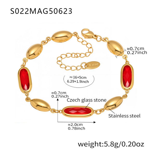 Wholesale Women's Elegant Luxury Stainless Steel And Crystal Glass Geometric Splicing Anklet Jewelry