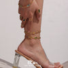 Wholesale Women's Elegant Luxury Stainless Steel And Crystal Glass Geometric Splicing Anklet Jewelry