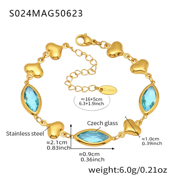 Wholesale Women's Elegant Luxury Stainless Steel And Crystal Glass Geometric Splicing Anklet Jewelry