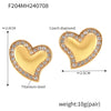 Wholesale Women's Elegant Luxury Stainless Steel 18K Gold Plated Heart Shaped Geometric Pattern Zircon Rhine Blue Diamond Earrings With Electroplating