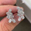 Wholesale Women's Elegant Ol Temperament Copper Earrings With Flower And Leaf Patterns And Microinlaid Zircons In Oval Shape