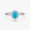 Wholesale Women's Elegant Oval Turquoise Ring In 925 Sterling Silver With Crown Design And Seiko Craftsmanship