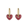 Wholesale Women's Elegant Red Heart Earrings Copper 14K Gold Plated