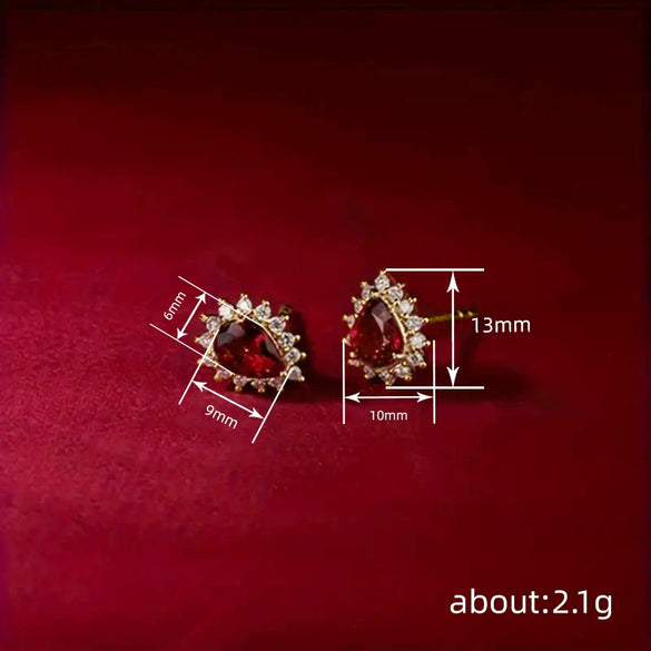 Wholesale Women's Elegant Retro Copper Earrings With Geometric And Water Drop Shapes And Zirconia Design