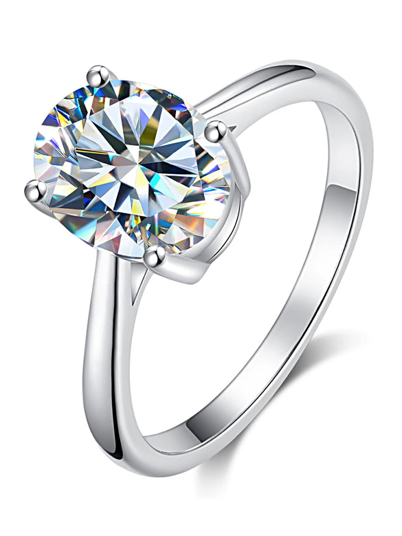 Wholesale Women's Elegant Ring 925 Sterling Silver Geometric Pigeon Egg Moissanite Row Ring With Electroplating